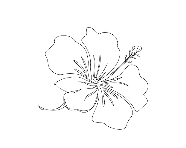 Dibujo continuo de una línea de la flor de hibisco