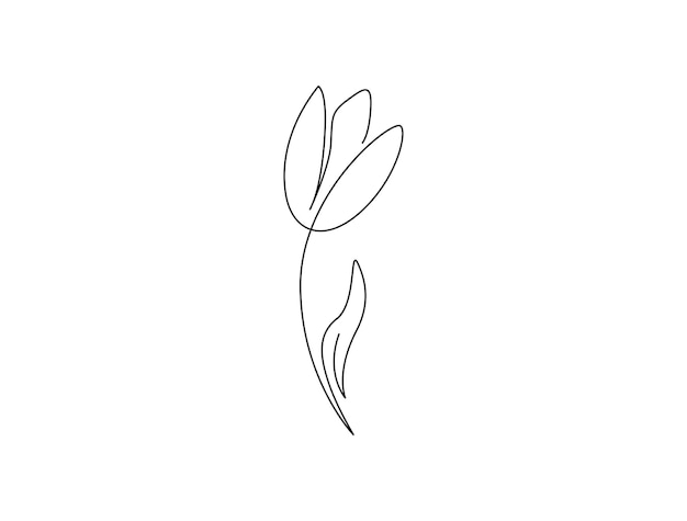 Dibujo continuo de una línea de la flor del tulipán