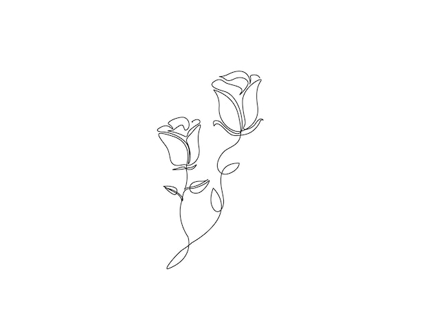 Dibujo continuo de una línea de flores de rosas contorno de la flor de rosas