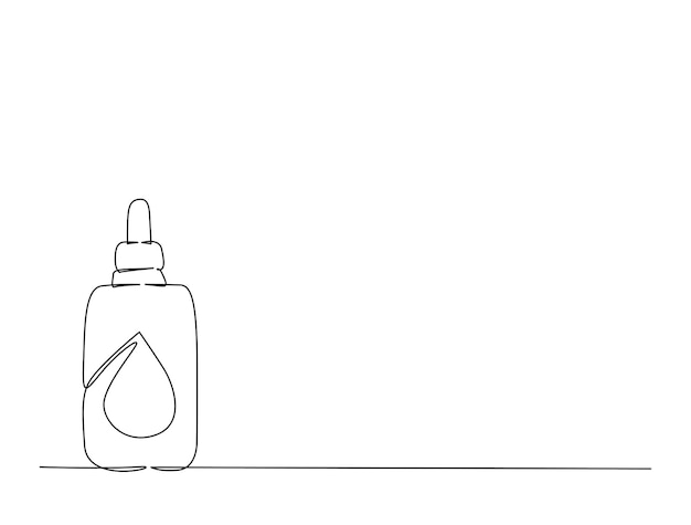 Dibujo continuo de una línea del frasco de suero para el cuidado de la piel