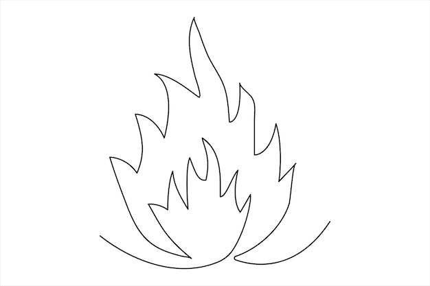 Dibujo continuo de una línea de fuego en el medio de un fondo blanco