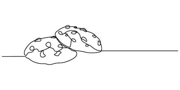 Dibujo continuo de una línea de galletas de papas fritas Concepto de postre Dibujo de una línea gráfico vectorial