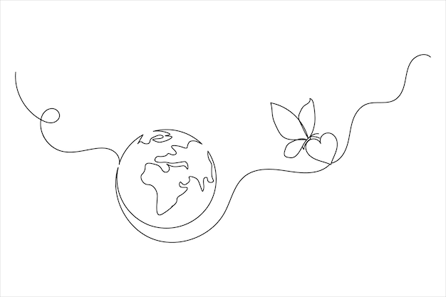 Dibujo continuo de una línea del globo terrestre