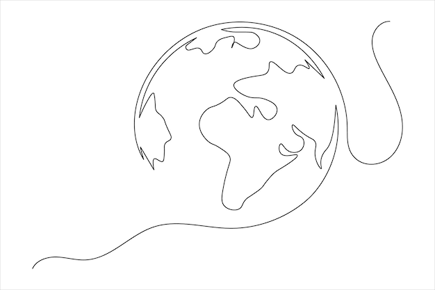 Dibujo continuo de una línea del globo terrestre