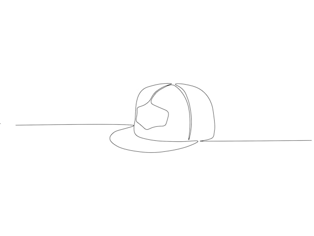 Dibujo continuo de una línea de gorra Ilustración de un dibujo continuo de un gorro de aventura de senderismo Concepto de accesorios para la cabeza Arte de línea continua Esbozo editable