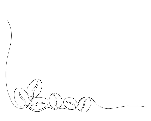 Dibujo continuo de una línea de granos de café