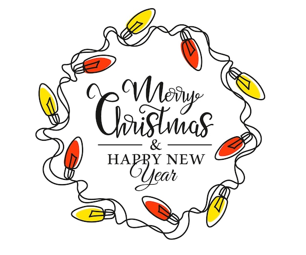 Dibujo continuo de una línea de guirnalda de Navidad