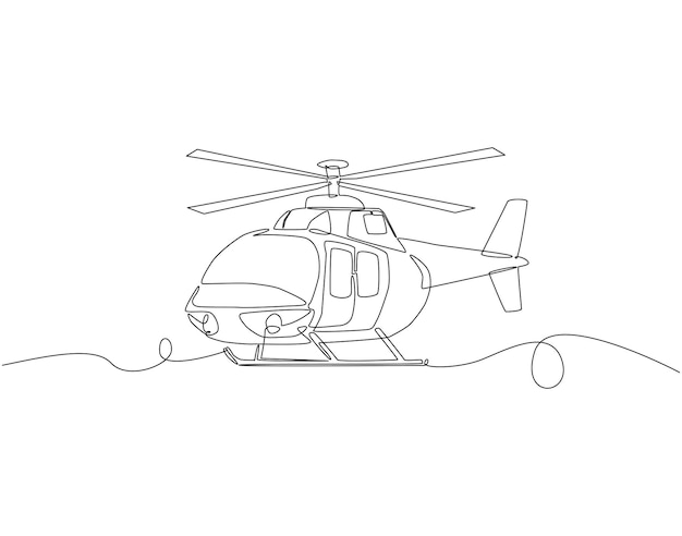 Dibujo continuo de una línea de helicóptero Ilustración de un dibujo de una línea Helicóptero transporte aéreo Día internacional del helicóptero concepto de arte de línea Esbozo editable