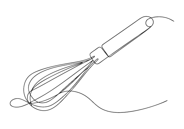 Dibujo continuo de una línea de una herramienta de cocina minimalista