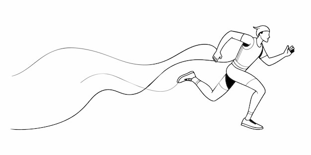 Dibujo continuo de una línea de un hombre corriendo