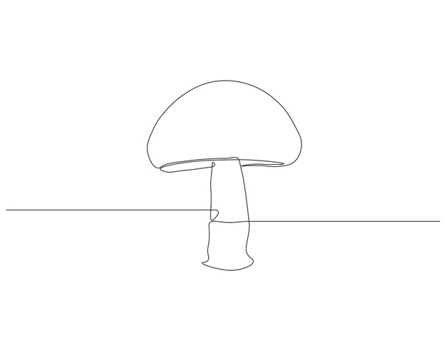 Dibujo continuo de una línea de hongo comestible Ilustración de dibujo continuo de hongo Concepto de verduras crudas frescas Arte de línea continua Esbozo editable