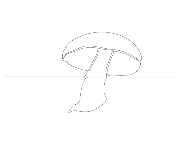 Dibujo continuo de una línea de hongo comestible Ilustración de dibujo continuo de hongo Concepto de verduras crudas frescas Arte de línea continua Esbozo editable