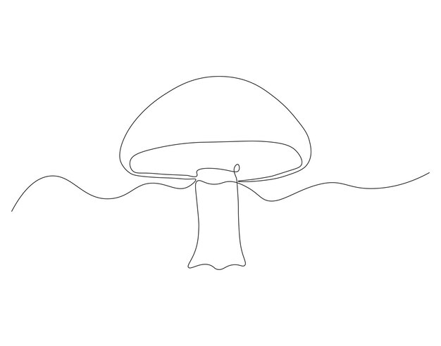 Dibujo continuo de una línea de hongo comestible Ilustración de dibujo continuo de hongo Concepto de verduras crudas frescas Arte de línea continua Esbozo editable