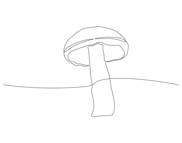 Dibujo continuo de una línea de hongo comestible Ilustración de dibujo continuo de hongo Concepto de verduras crudas frescas Arte de línea continua Esbozo editable
