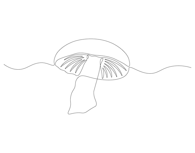 Dibujo continuo de una línea de hongo comestible Ilustración de dibujo continuo de hongo Concepto de verduras crudas frescas Arte de línea continua Esbozo editable