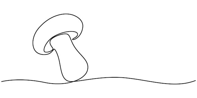 Dibujo continuo de una línea de hongo Ilustración vectorial Imagen vectorial de un hongo dibujado