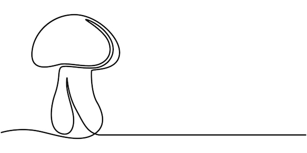 Dibujo continuo de una línea de hongo Ilustración vectorial Imagen vectorial de un hongo dibujado
