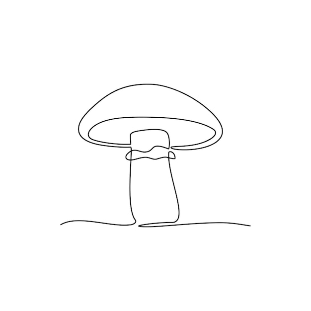 Dibujo continuo de una línea de hongo Ilustración vectorial