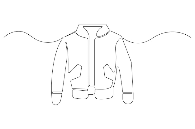 El dibujo continuo de una línea del icono de la chaqueta es una ilustración vectorial del diseño lineal del contorno.
