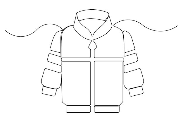 El dibujo continuo de una línea del icono de la chaqueta es una ilustración vectorial del diseño lineal del contorno.