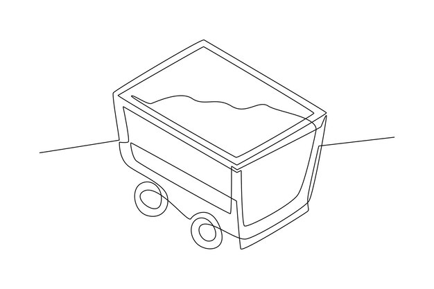 Dibujo continuo de una línea Icono isométrico de la industria minera Concepto de equipo de minería Vector de Doodle