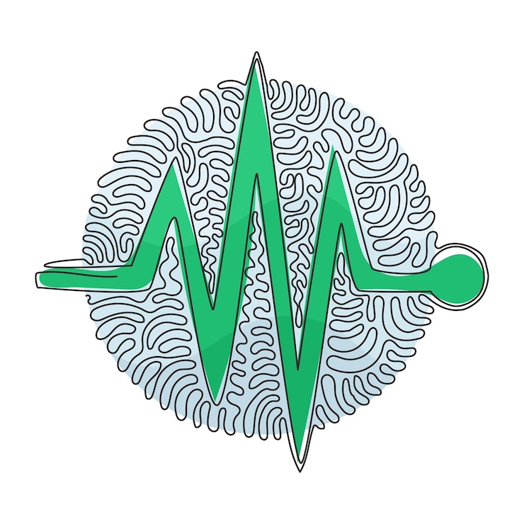 Vector dibujo continuo de una línea icono de latido del corazón monitor de latido del corazón pulso vector de aplicación médica de atención médica