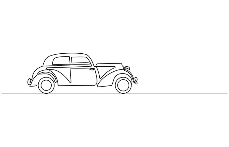 Vector dibujo continuo de una línea del icono vectorial del automóvil un fondo vectorial de la icona del automóvil de una línea