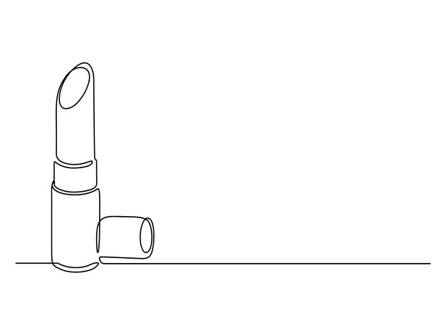 Dibujo continuo de una línea de iconos de lápiz labial conjunto diseño mínimo maquillaje impresión estandarte cosmético