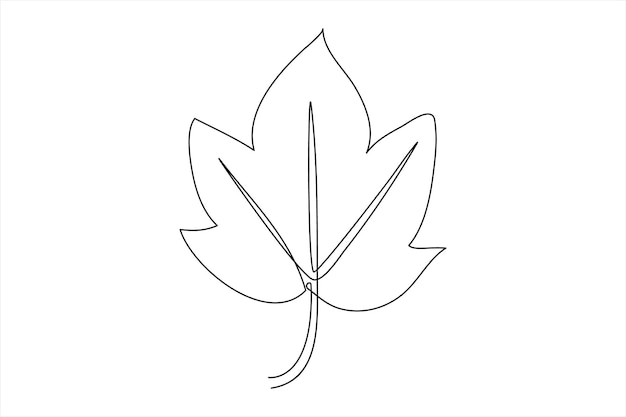 Dibujo continuo de una línea de la ilustración de arte vectorial del contorno de la hoja aislada sobre un fondo blanco