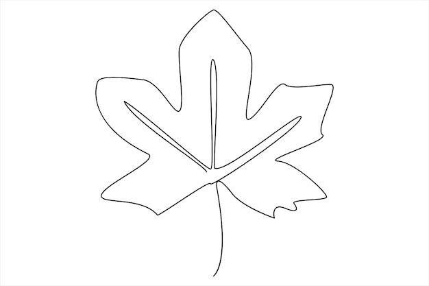 Dibujo continuo de una línea de la ilustración de arte vectorial del contorno de la hoja aislada sobre un fondo blanco