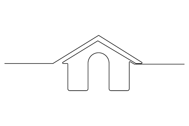 Dibujo continuo de una línea Ilustración artística conceptual de la casa de fondo blanco