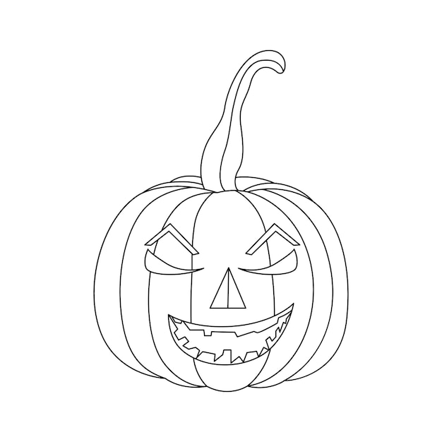 Dibujo continuo de una línea de ilustración de vector de calabaza de Halloween