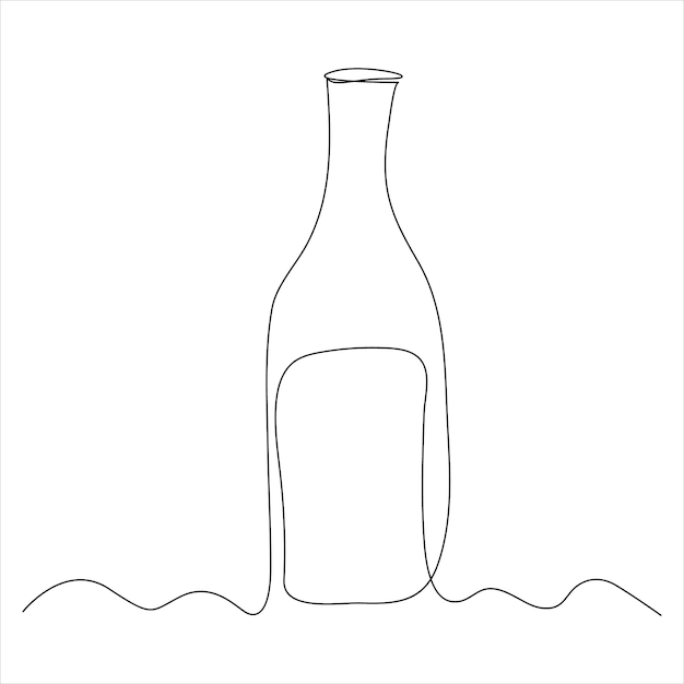 Dibujo continuo de una línea de ilustración de vector de dibujo de arte lineal de botella de vino