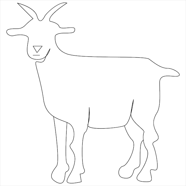 Dibujo continuo de una línea de ilustración de vector de dibujo de arte lineal de cabra doméstica