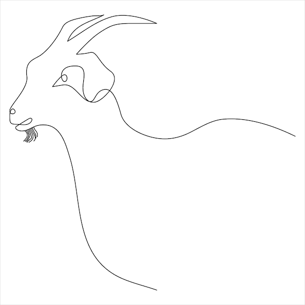 Dibujo continuo de una línea de ilustración de vector de dibujo de arte lineal de cabra doméstica