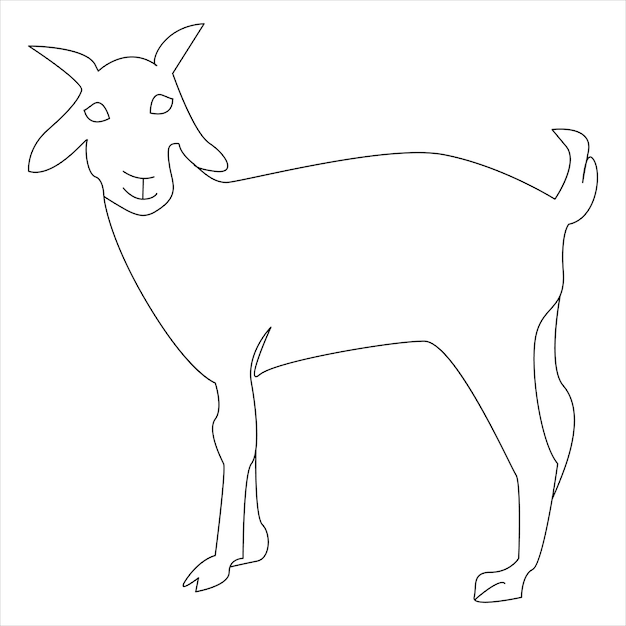 Dibujo continuo de una línea de ilustración de vector de dibujo de arte lineal de cabra doméstica