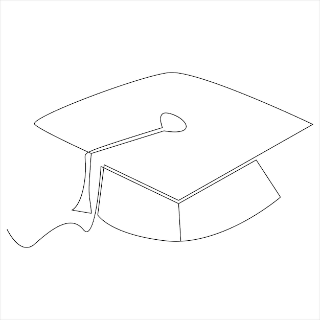 Dibujo continuo de una línea de ilustración de vector de dibujo de arte lineal de gorra de sombrero