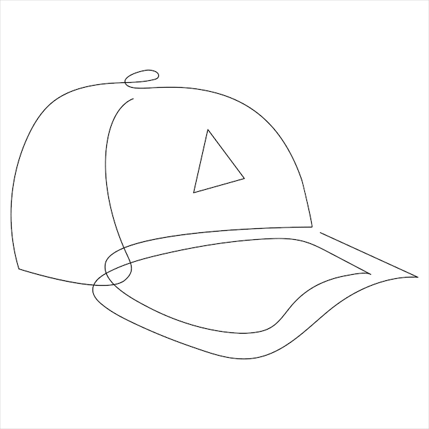 Dibujo continuo de una línea de ilustración de vector de dibujo de arte lineal de gorra de sombrero