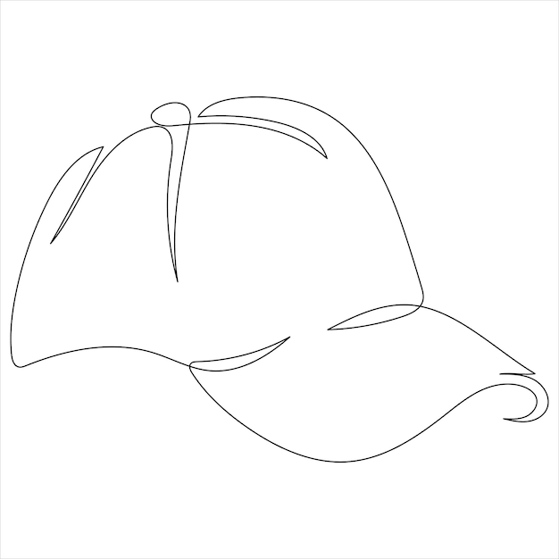 Dibujo continuo de una línea de ilustración de vector de dibujo de arte lineal de gorra de sombrero