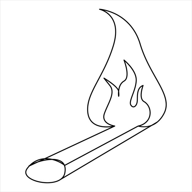 Dibujo continuo de una línea de ilustración de vector de dibujo de arte lineal de hoguera