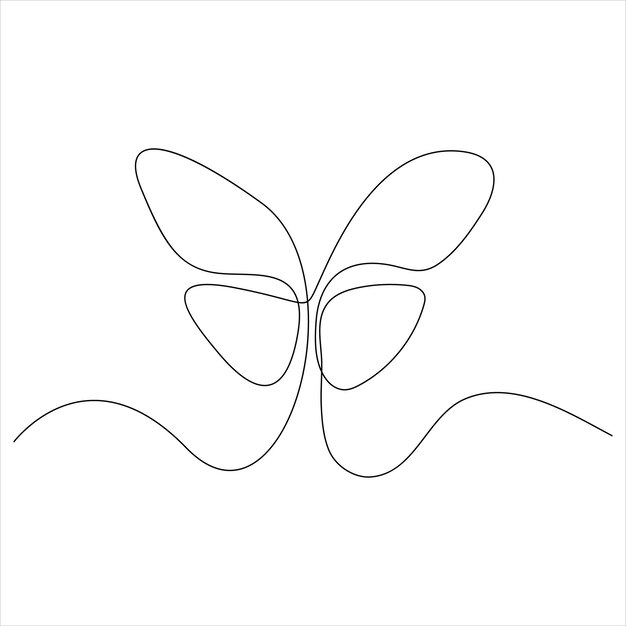 Dibujo continuo de una línea de ilustración de vector de dibujo de arte lineal de mariposa