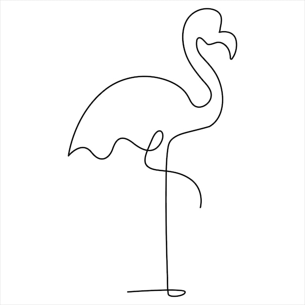 Dibujo continuo de una línea de ilustración de vector de pájaro garza