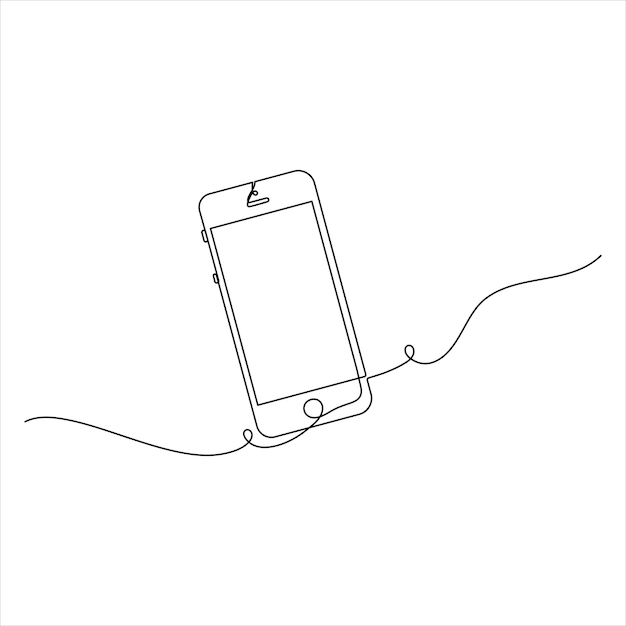 Dibujo continuo de una línea de la ilustración vectorial aislada del icono del teléfono inteligente