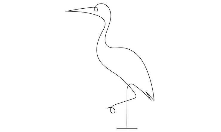 Dibujo continuo de una línea de la ilustración vectorial de la ave garza