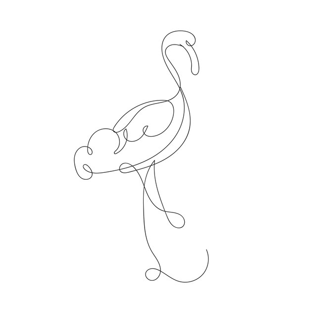 Dibujo continuo de una línea de la ilustración vectorial de la ave garza