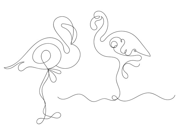 Dibujo continuo de una línea de la ilustración vectorial de la ave garza