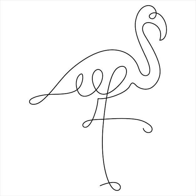 Dibujo continuo de una línea de la ilustración vectorial de la ave garza