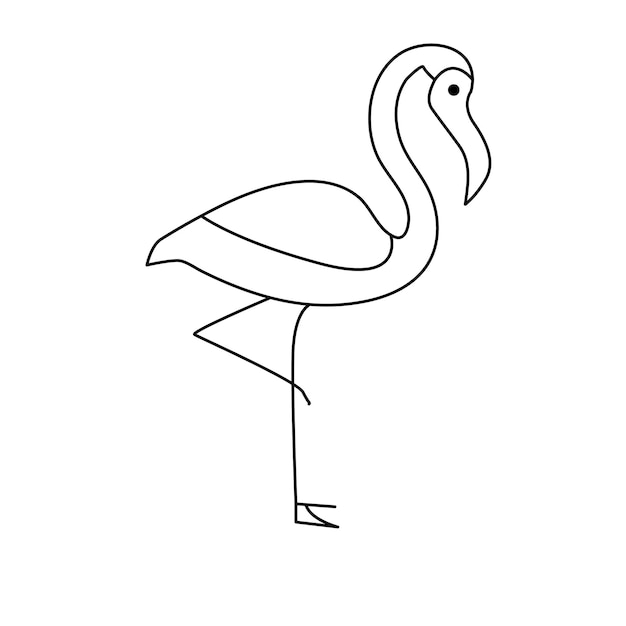 Dibujo continuo de una línea de la ilustración vectorial de la ave garza