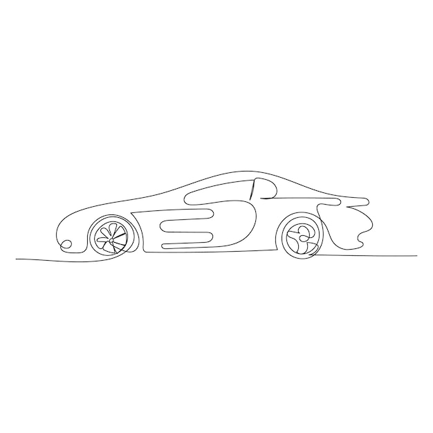 Dibujo continuo de una línea de la ilustración vectorial del contorno del automóvil