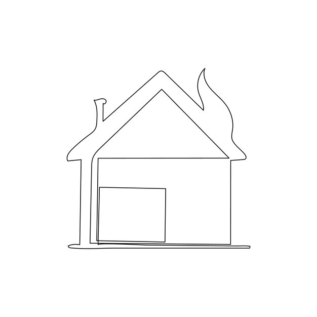 Dibujo continuo de una línea de la ilustración vectorial del contorno de la casa